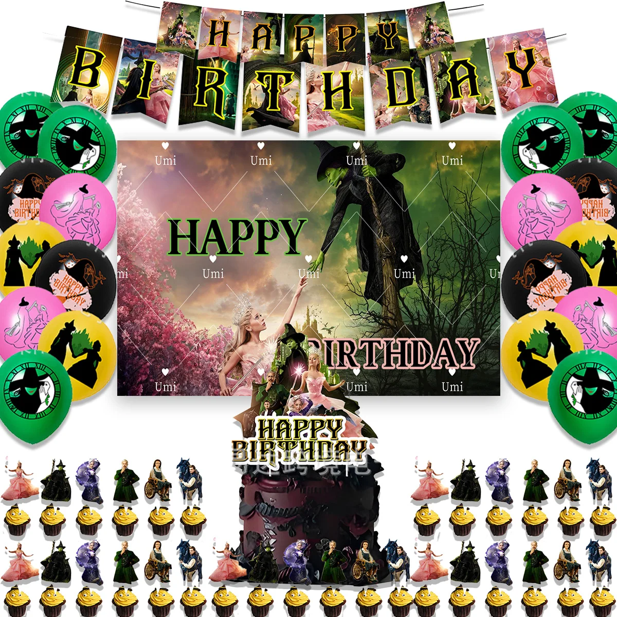 Wicked Birthday Party Supplies Decorations Hot Movie Magic Witch Balloon Banner Wicked Backdrop Cake Banner Kid Baby Shower Gift