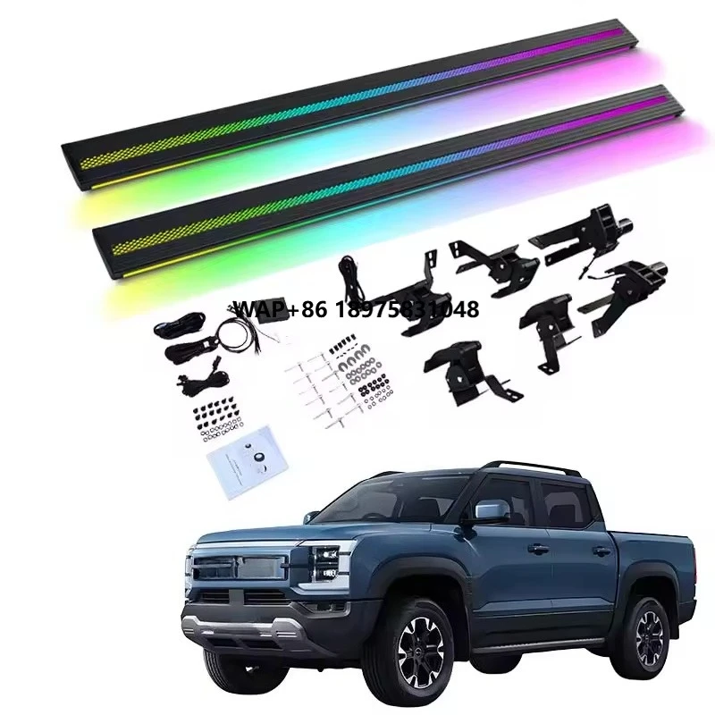 Automatic Electric Power Neon LED Light Side Step Running Board for 2025 BYD Shark 6 Pickup Truck