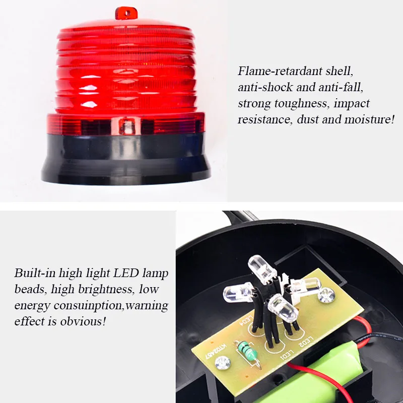 Lampu peringatan tenaga surya magnetik, lampu sorot LED dinding situs malam, lampu kilat energi tinggi