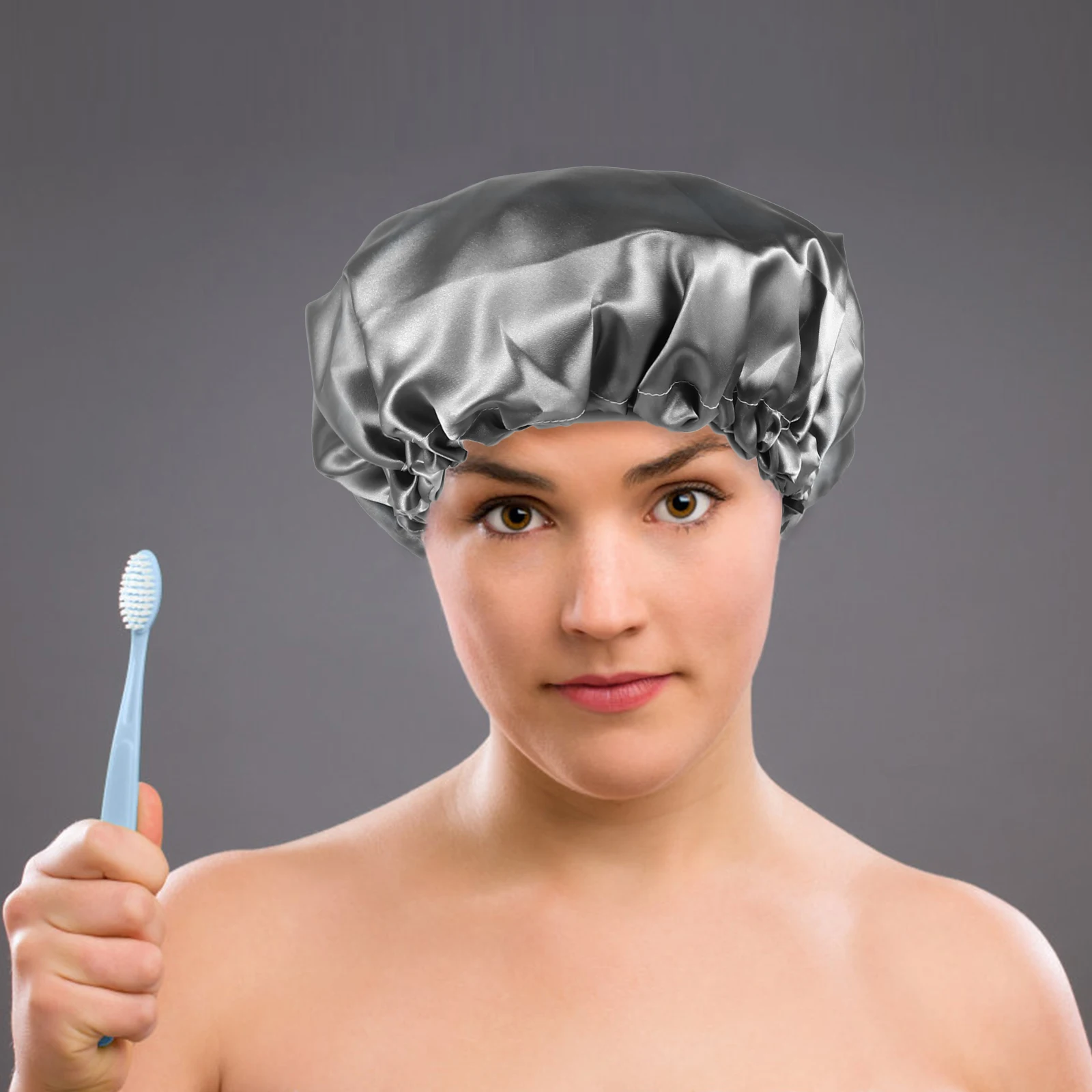 

Elastic Bathing Shower Hats Makeup Hair Cap Smooth Comfortable Wear All Hair Types Night Sleeping Cap