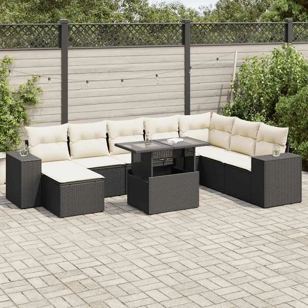 

Elegant Garden Sofa Set in Black and Cream White Comfortable Outdoor Furniture for Patio and Backyard Relaxation