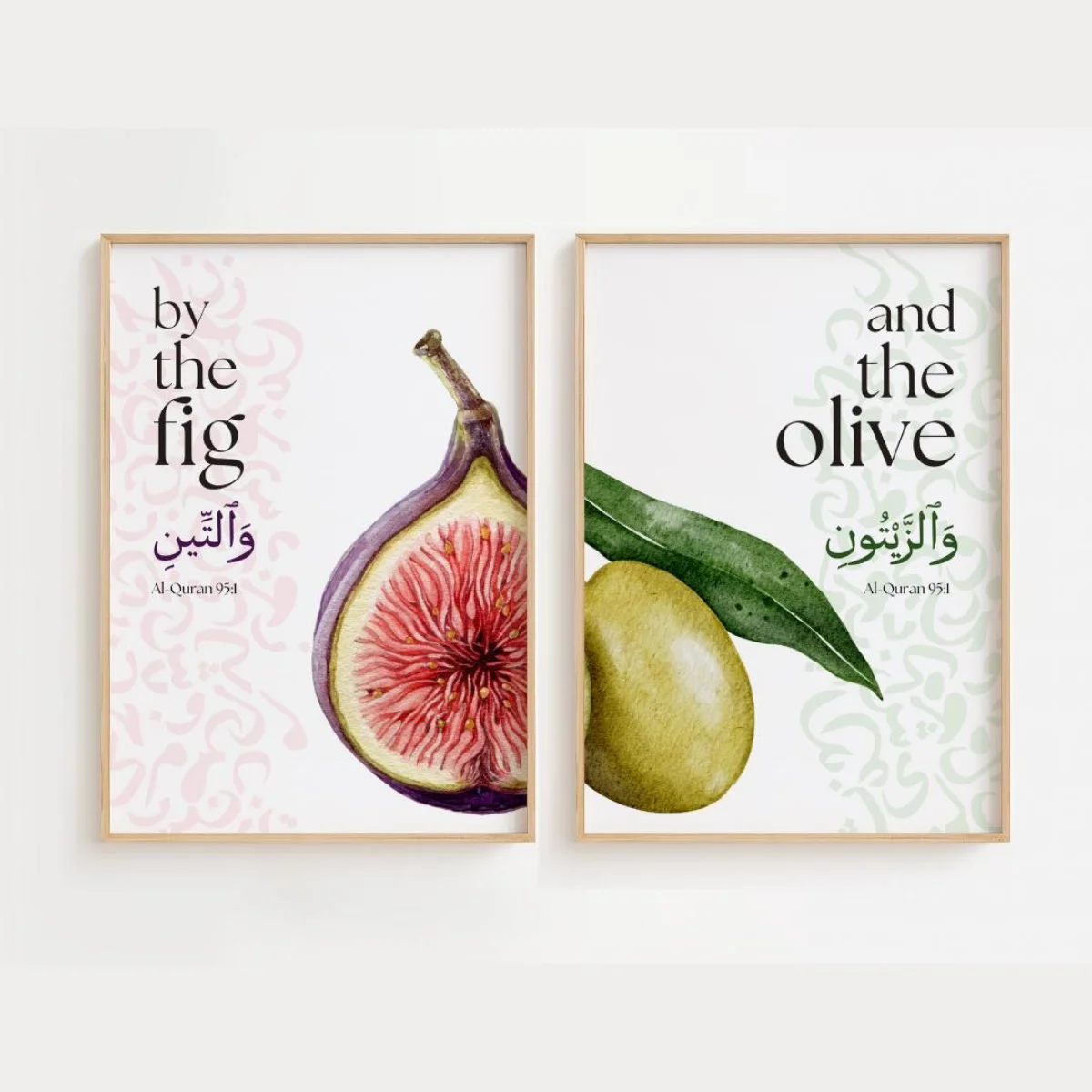 1/2pcs Islamic Fig and Olive Canvas Print Poster Modern Muslim Quran Verse Quote Fruit Art Prints Bedroom Wall Art Home Decor