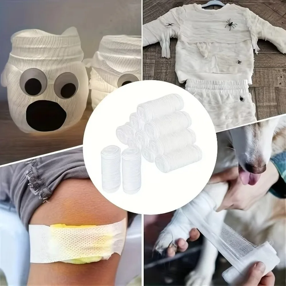 10 Rolls Flexible Design Elastic Bandage Dressings Care Wraps Comfortable Breathable Care Wraps PBT Stretchable Care Wraps