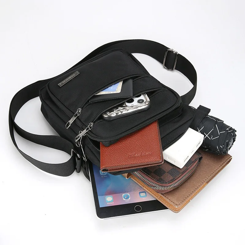 حقيبة كروس بسيطة وكبيرة السعة، حقيبة كتف واحدة من قماش أكسفورد للأعمال غير الرسمية، حقيبة كروس متعددة الطبقات مقاومة للماء #4