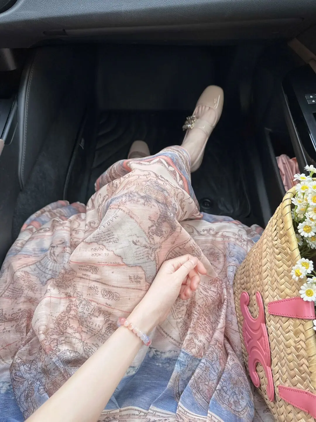 Romantique Ele ort pause thé vacances nautiques Sle Dr taille cintrée jupe Midi V Ne Polyester printemps automne Dr