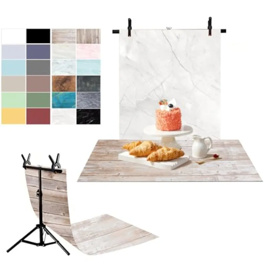 

12PCS 24Patterns Photography Backdrops Small Product Background with TShape Stand34x17.7in Flat Lay Seamless Paper Props Tablet