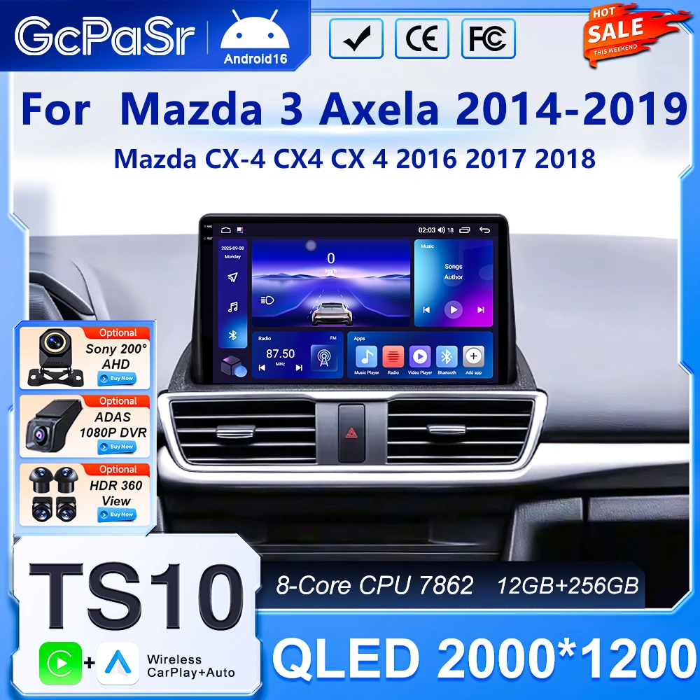 Carplay For Mazda 3 Axela 2014 - 2019 Mazda CX-4 CX4 2016 -2018 Car Radio Android Auto 4G GPS Navigation Multimedia Video Player