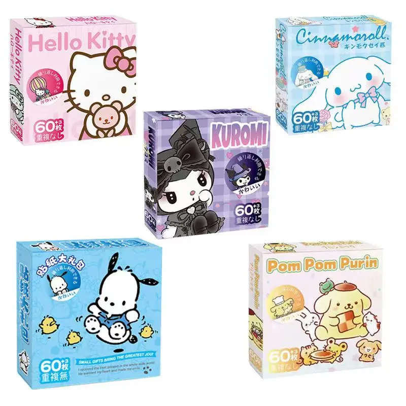 63Pcs Sanrio Hello Kitty Cinnamoroll Kuromi Kids Sticker For Laptop Phone Diary Cute Cartoon Waterproof Anime Sticker Child Toy