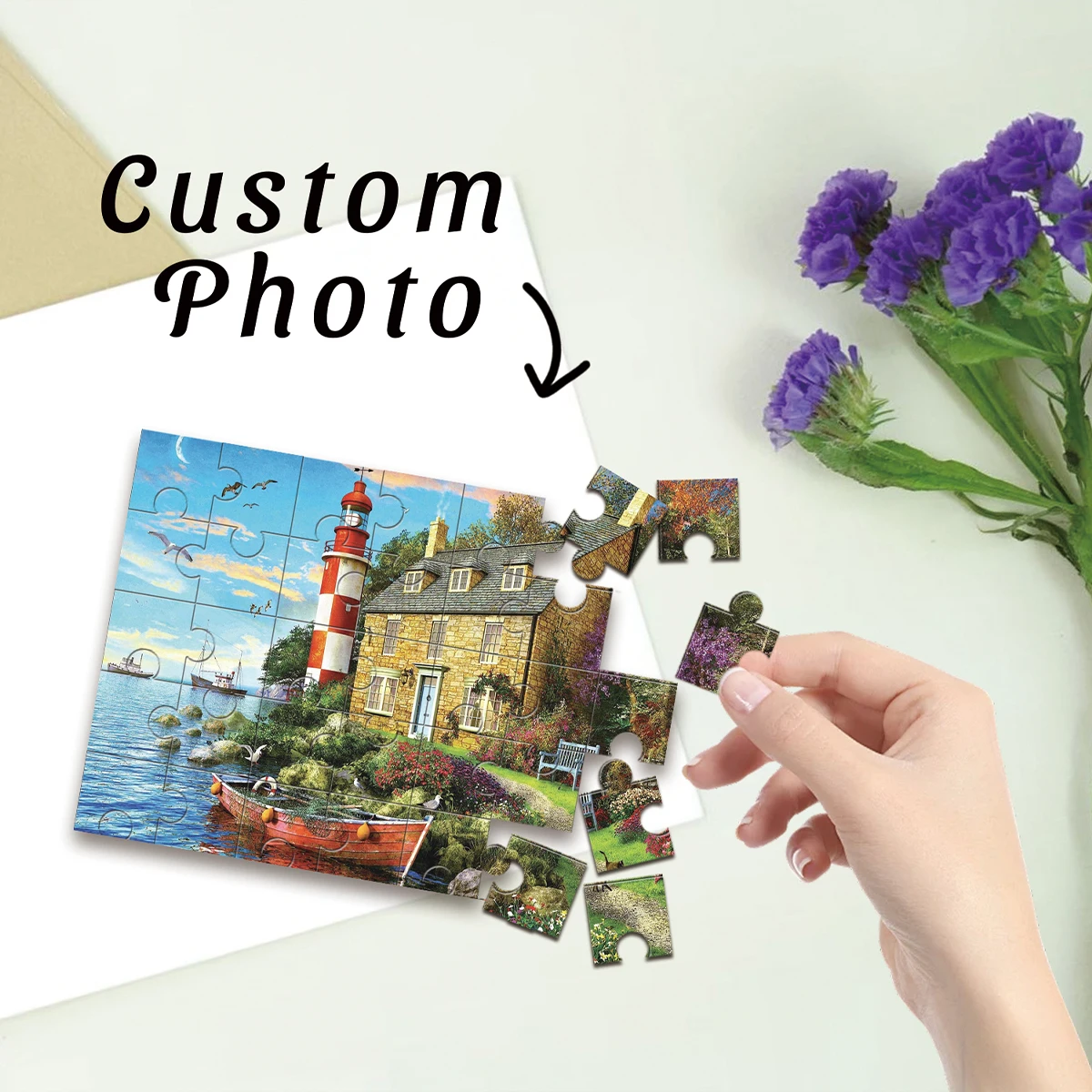 1pc Custom Photo Single Portrait Wooden Jigsaw Puzzle,Ideal Anniversary,Wedding,Birthday,Valentine Gift For Family Friends