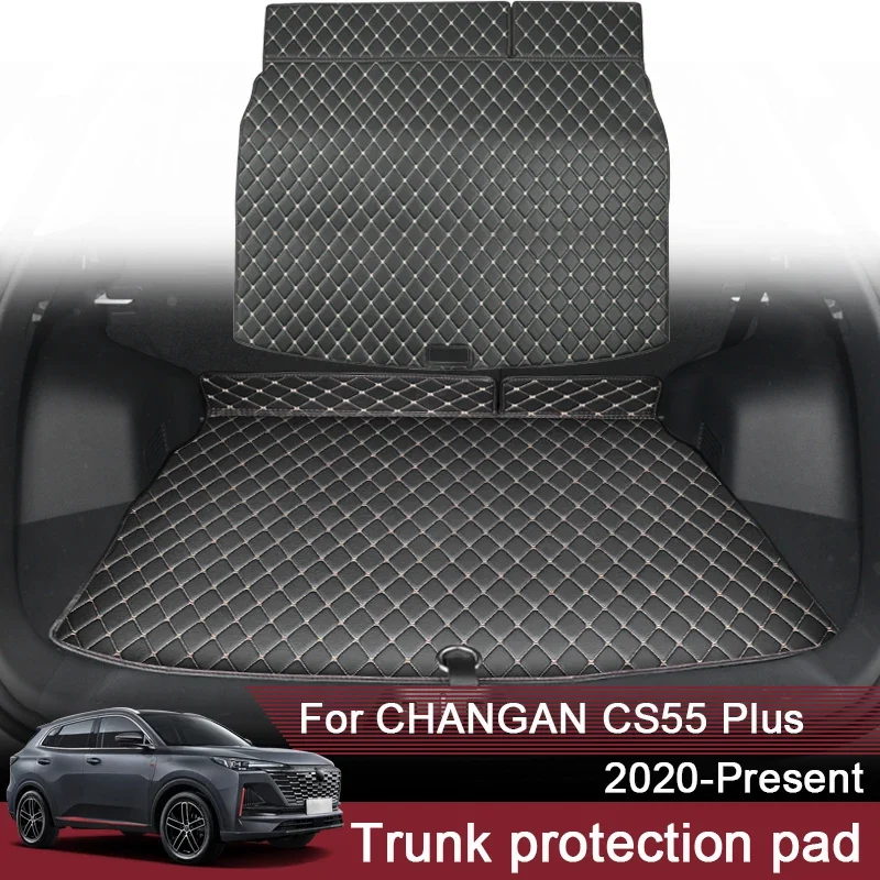 1pc Car Styling Custom Rear Trunk Mat For CHANGAN CS55 Plus 2020-Present Leather Waterproof  Auto Cargo Liner Pad Accessory