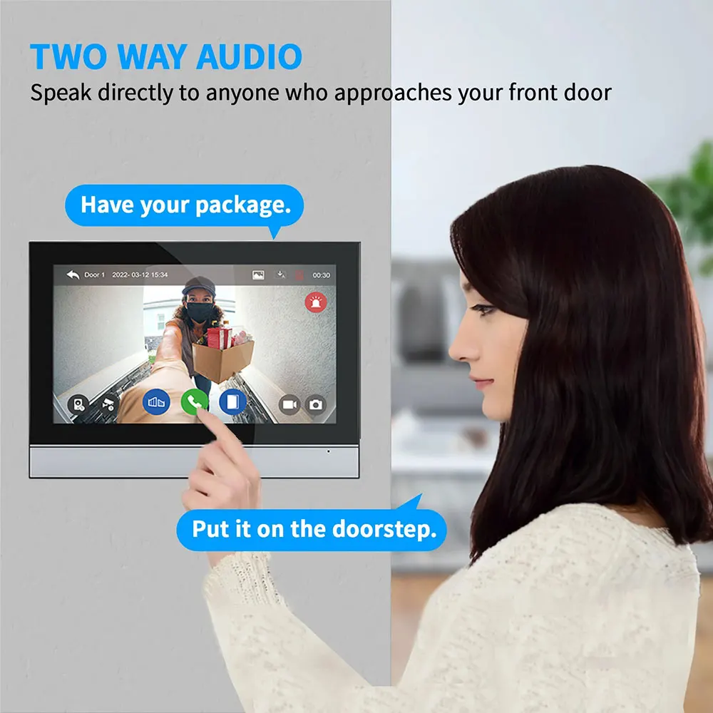 Wireless Tuya Wifi Video Doorbell System, 1080P Doorphone Door Camera, 10 Inch Touch Screen, Video Intercom 32GB SD card for Hom