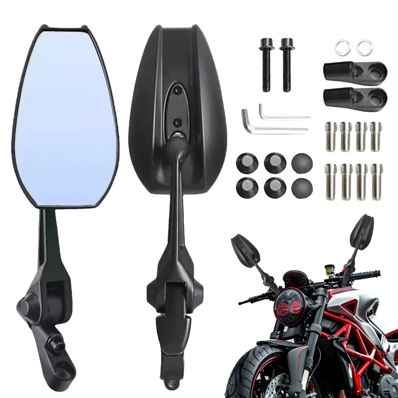 

1 Pair Universal Adjustable Motorcycle Rear View Mirror for Scooter ATV Motorcycle Accessories Side Mirror blue anti-glare Glass