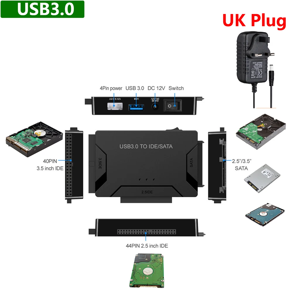 Dockingstation voor harde schijf 2,5 3,5 inch SATA IDE HDD SSD-lezer Dubbele slots USB Externe schijf Box Behuizing behuizing hd externo