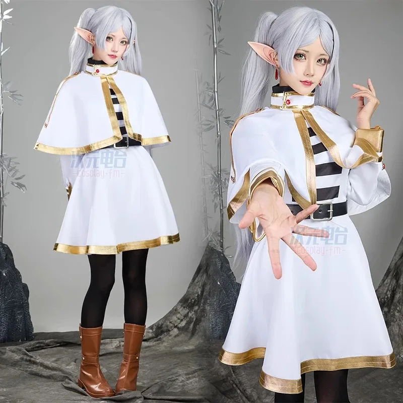 

Anime Frieren: Beyond Journey's End Frieren Cosplay Costume Cloak Dress Belt Elf Ears Halloween Party Anime Role Play Suits New