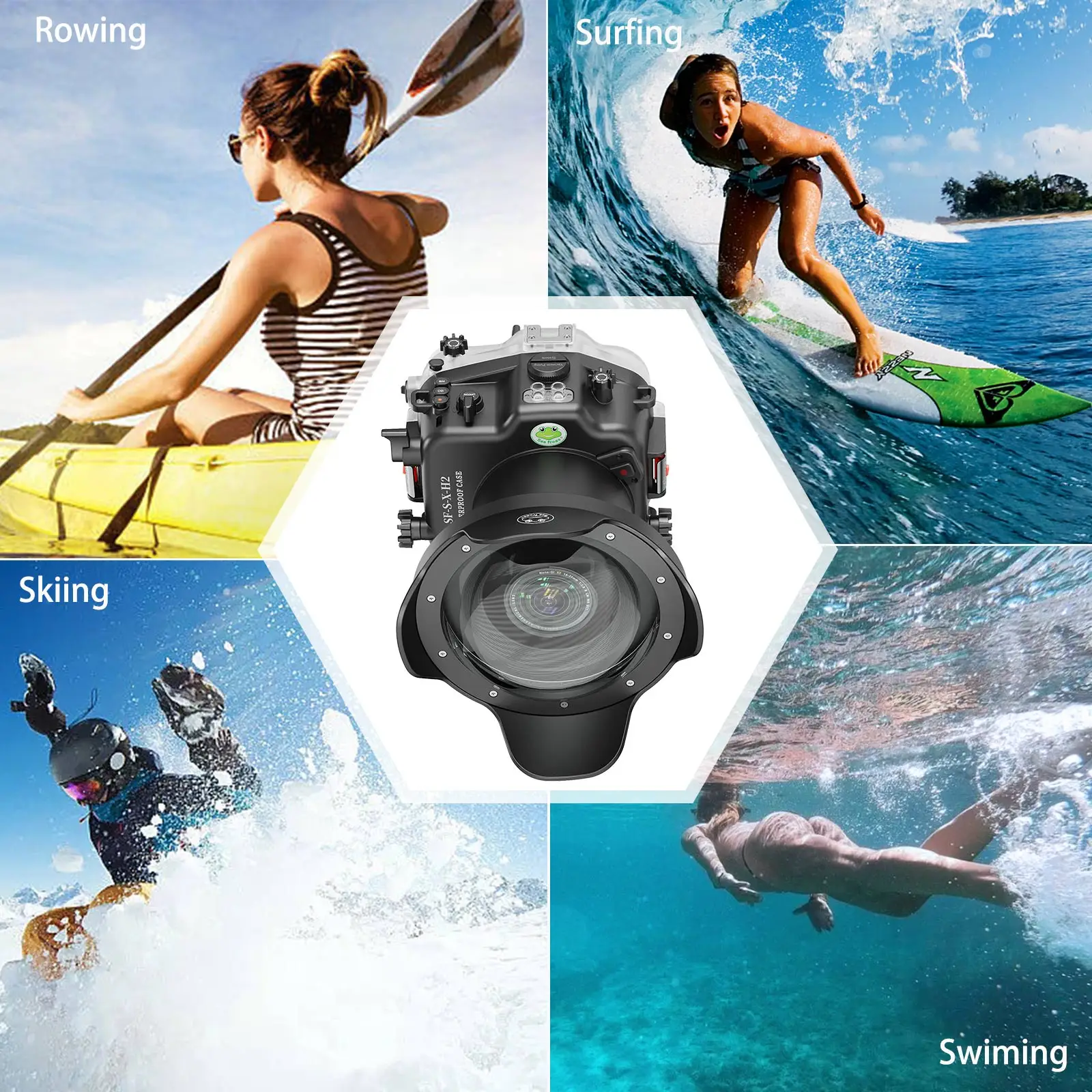 Seafrogs Waterproof Housing for Fujifilm X-H2 Camera XF 16-55mm f/2.8 R LM WR 40m Depth Underwater Diving Case for Diving