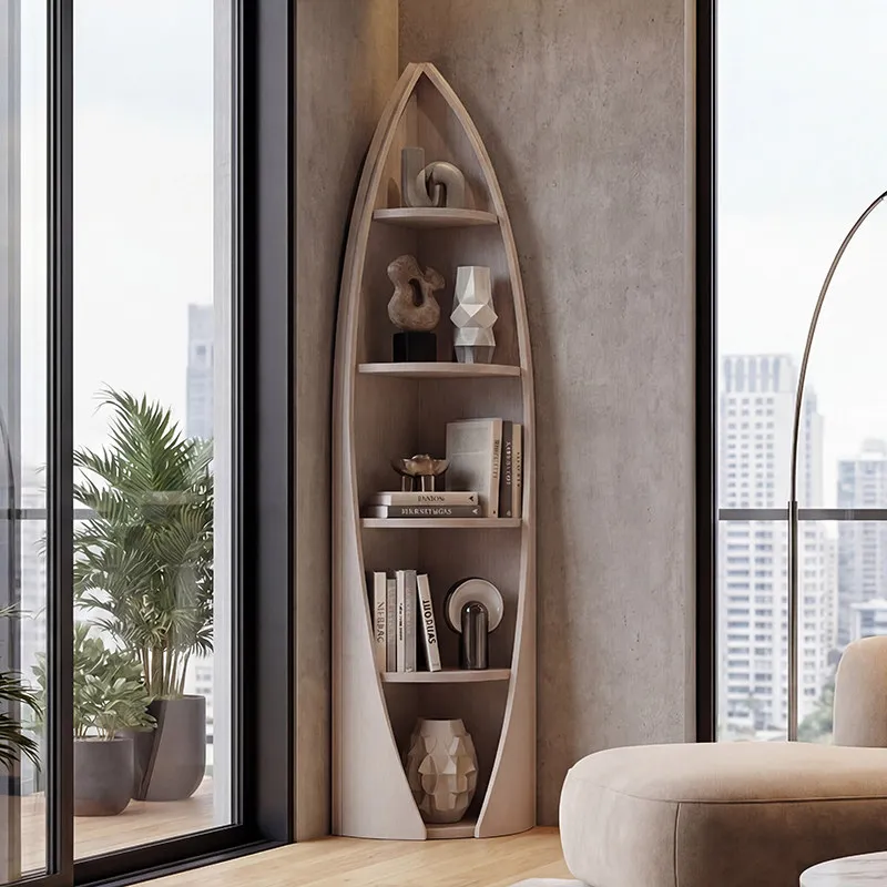 Italian light luxury corner cabinet minimalist corner rack modern simple corner cabinet living room floor cream triangle cabinet