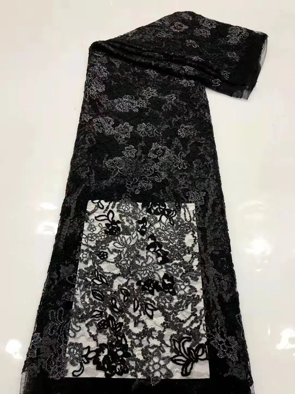 High Quality Banquet Beautiful French Lace Fabric Nigerian Sequins Beads Tube Craft Mesh Sewing DIY Design Fashion Dress 5 Yards