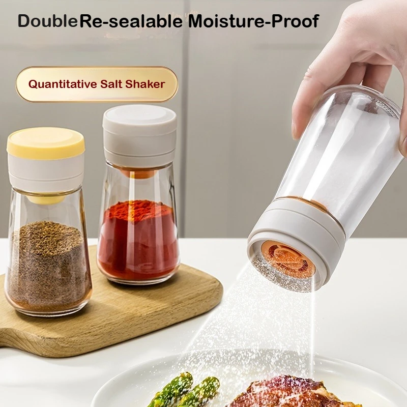 220ml Salt Dispenser Glass Seasoning Jar Airtight Moisture Proof Kitchen Salt Shaker for BBQ Even Seasoning Distribution