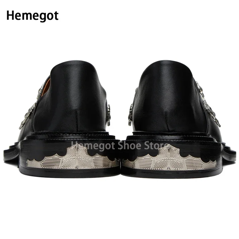 Men\'s Metal Buckle Round Toe Shoes Brand Design New Full Dress Men Shoes Retro Stylish Slip-On Spring Loafers New In Shoes