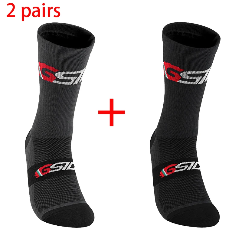 2 paar 2023 Neue Radfahren Socken Fahrrad Krankenschwester Kompression Rennrad Laufen Mtb Kniehohe Weiß Sport Lustige Marke schwarz – Detail 4