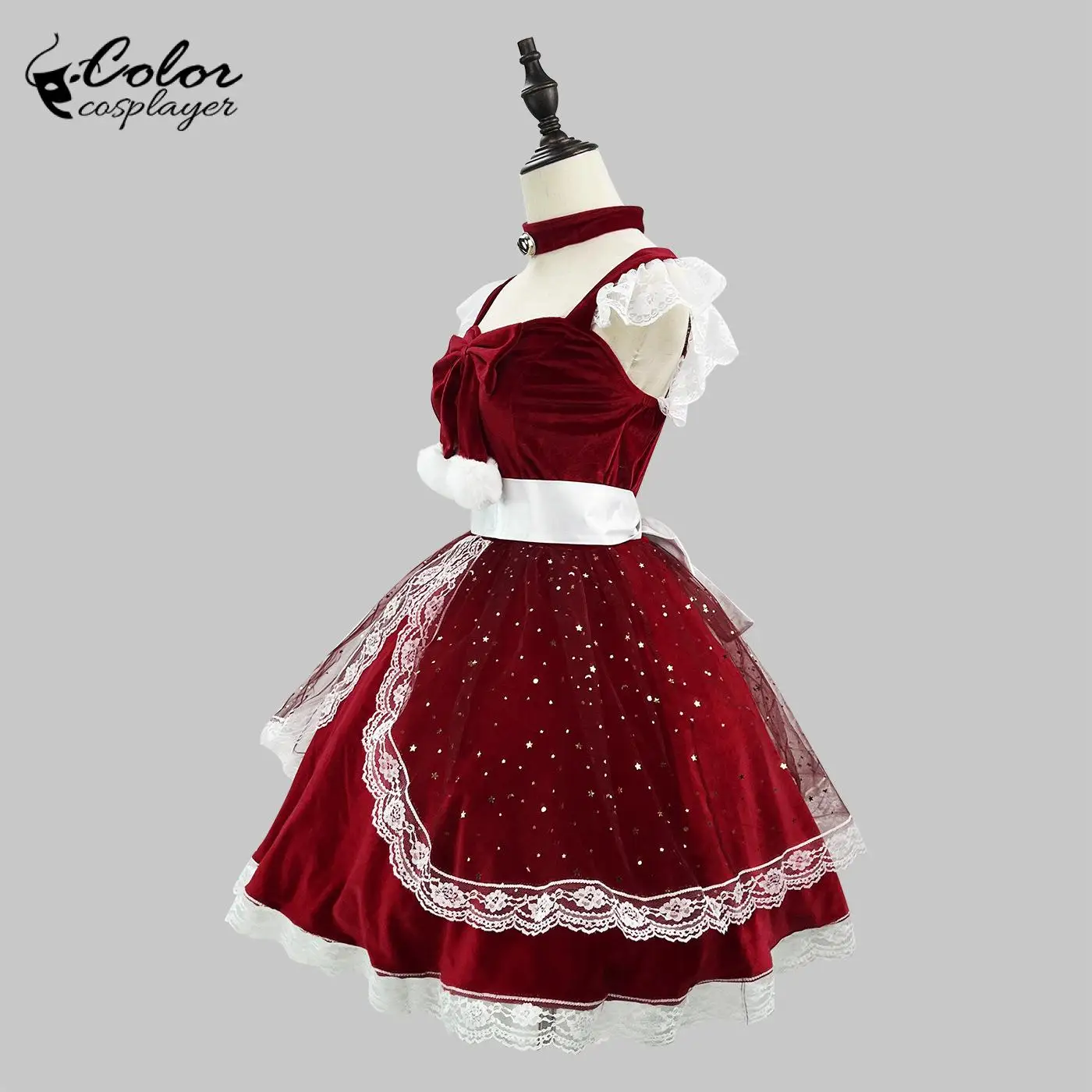 Color Cosplayer Red Christmas Girl Dress Women Lolita Sexy Xmas Dress Suit Lace Party Full Dress Carnival Cosplay Costume