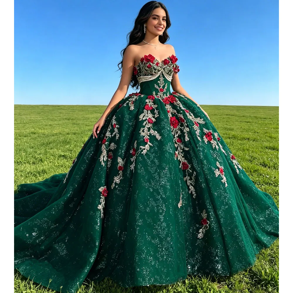 Customized Quinceanera Dress Sweetheart Detachable Sleeve Lace Up Back Sequined Embroidery Appliques 2026 Style For Women