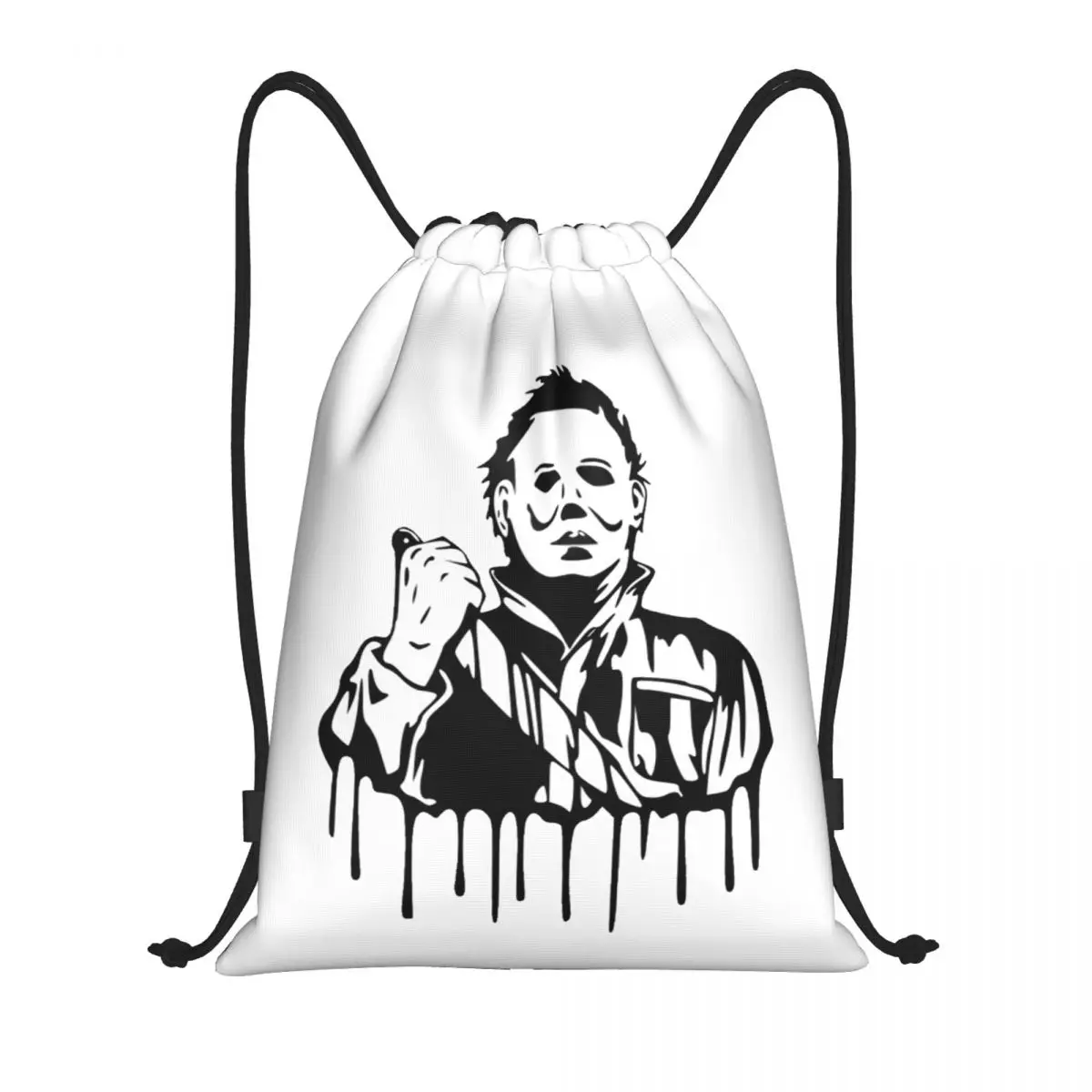 Custom Michael Myers Knives Art Drawstring Backpack Bags  Lightweight Halloween Horror Film Gym Sports Sackpack Sacks for Yoga