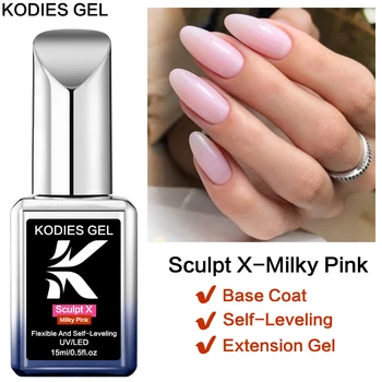 KODIES-GEL sculpt x milkyピンクビルダーネイルジェル、ボトルの拡張用ポリッシュ、ラバーベース、マニキュア用