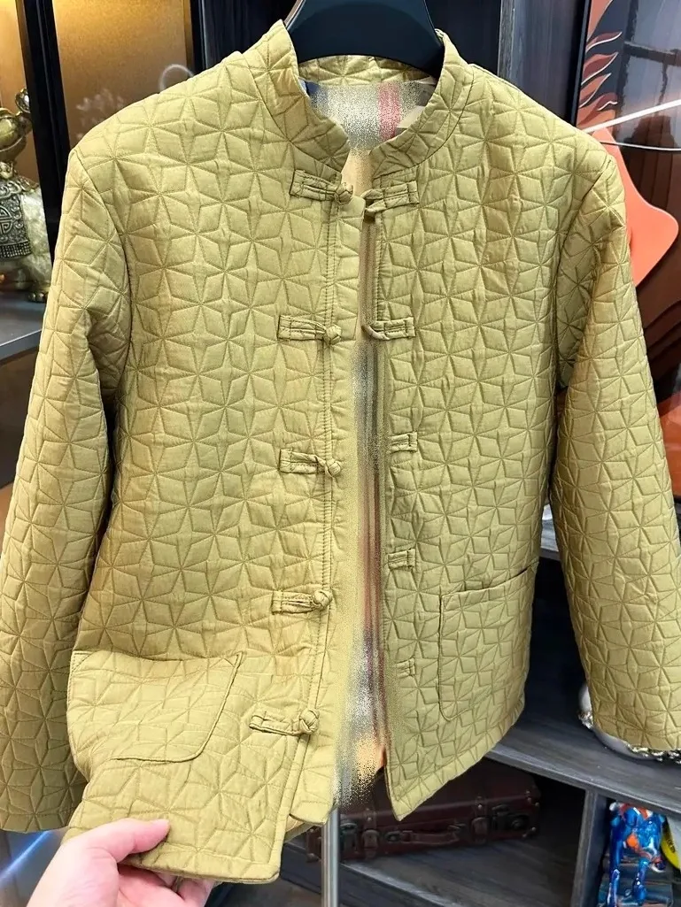 

Мужская модная хлопковая куртка с утеплителем и завязками на талии, новая осенне-зимняя модель в повседневном стиле, гарантированное качество, традиционный китайский стиль