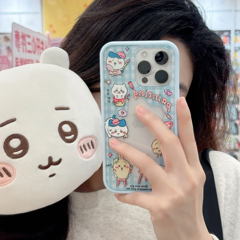 Cute Cartoon Sanrio Chiikawa usagi Illustration Transparent Phone Case For iPhone 15 14 13 12 11 Pro Max Shockproof Hard Cover