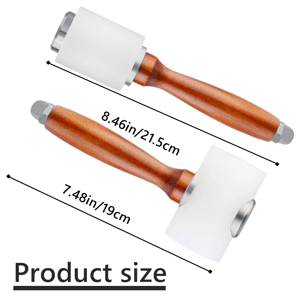 Leather Carve Hammer Mallet Nylon Mallet Wood Handle Leathercraft Punch Arts Crafts Printing Carving Percussion DIY Hand Tool