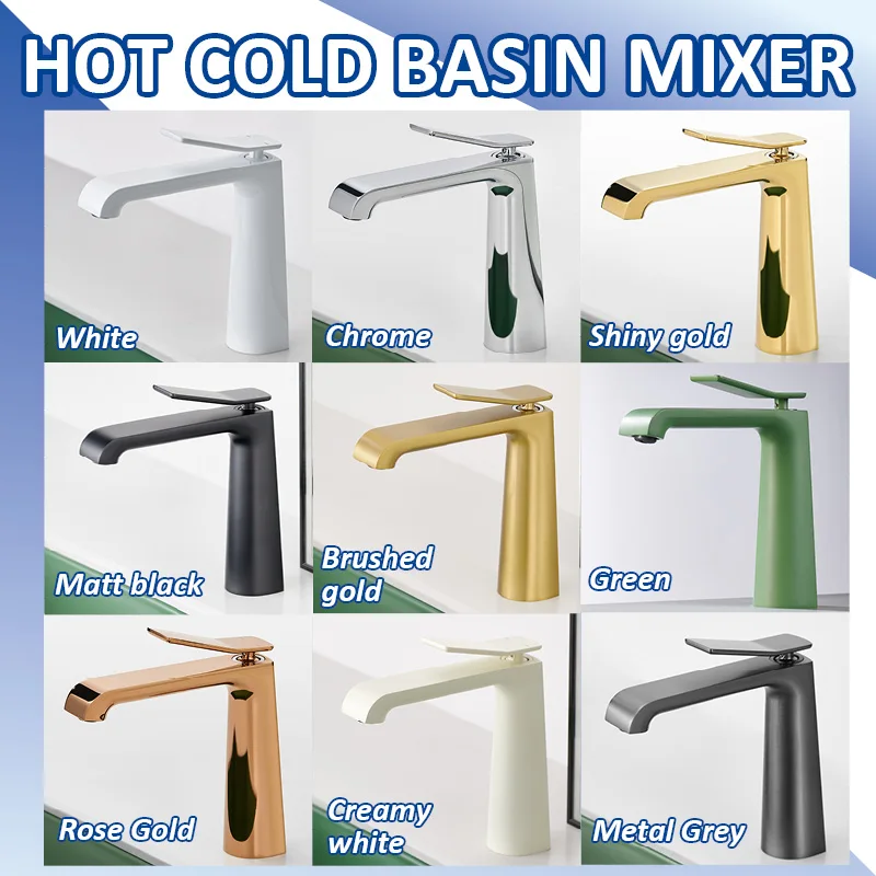 Basin Faucet Green Brass Body with Hot Cold Flexible Hose  Creramic Valve Core Metal Grey Bathroom