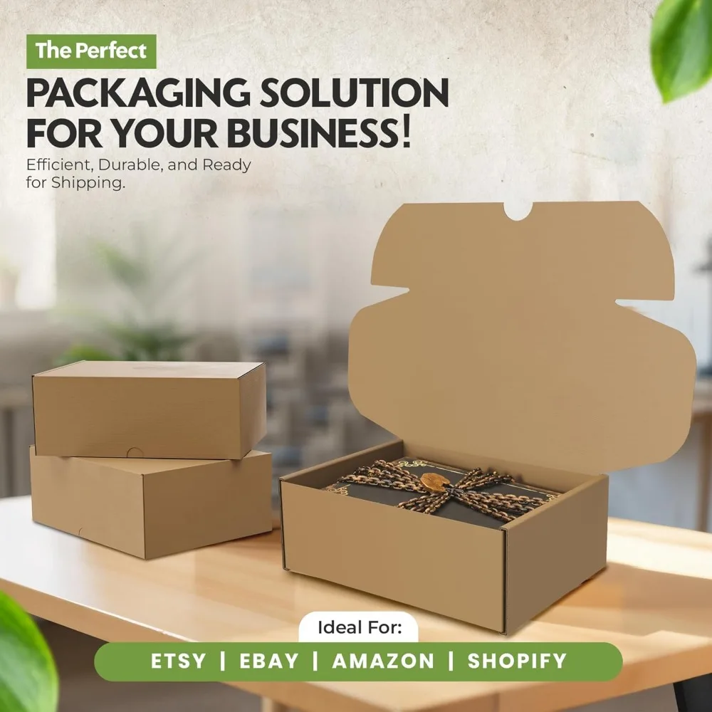 Medium Heavy-Duty Cardboard Shoe Boxes for Shipping - 12x9x4.125 Inch Corrugated Mailing Boxes with Self-Seal Feature