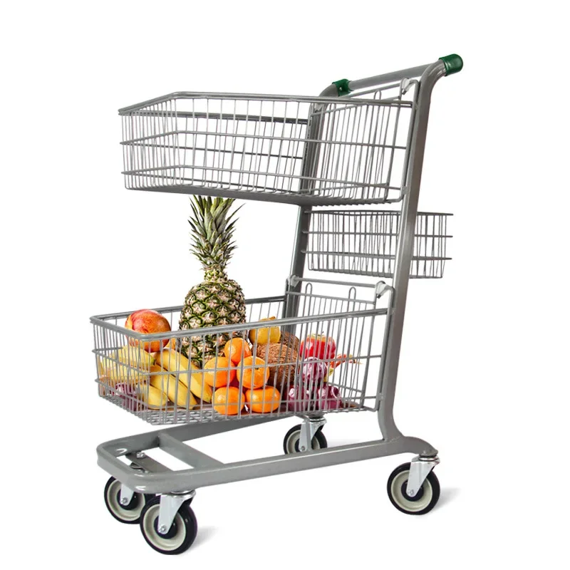 

Shopping mall, tally, cart, supermarket, three basket, household, grocery shopping, double layer