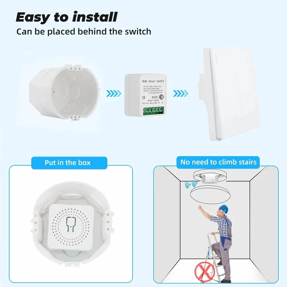 Miniinterruptor inteligente con WIFI para el hogar, dispositivo de Control de voz con temporizador, funciona con Alexa y Google Home, Tuya