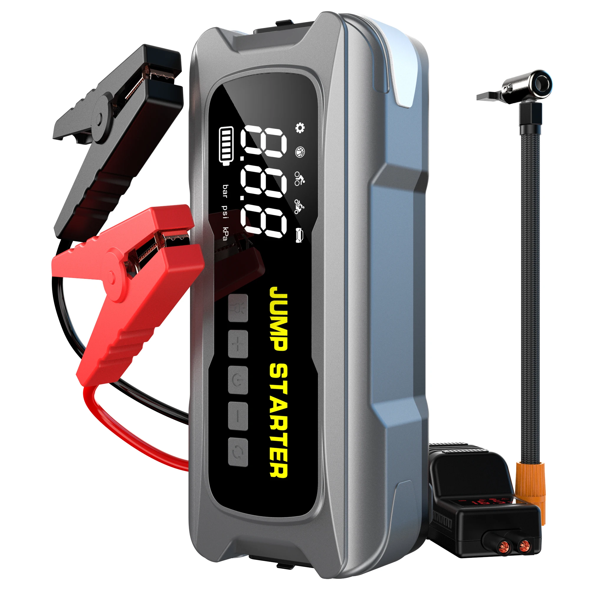 OEM 24000mAh 4000A 12V Portable Car Jump Starter With Air Pump Power Bank Car Jumpstarter With Air Compressor Tire Inflator