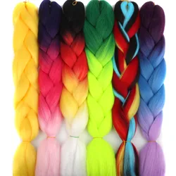 Extensions de Tresses Synthétiques Pré-étirées pour Femme, Ombré, Crochet, Boîte, Vente en Gros