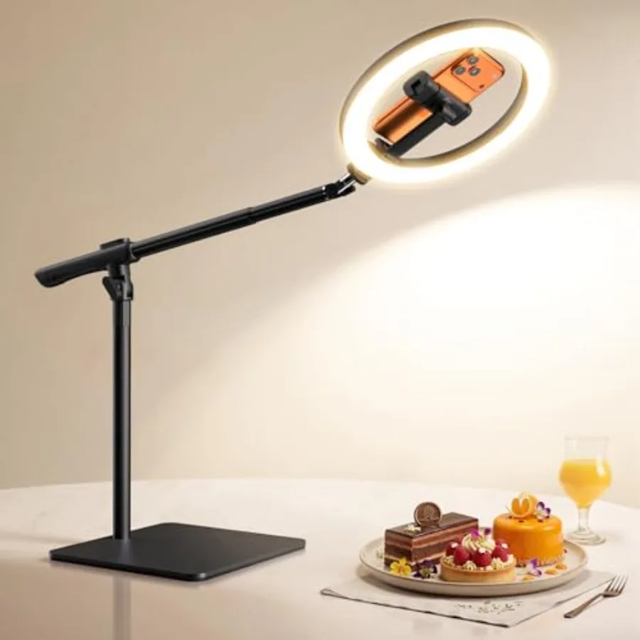 

Ring Light with Stand for, Adjustable Overhead Phone Mount 10" Selfie Light Phone Ring Light and Remote, Phone Stand with Light