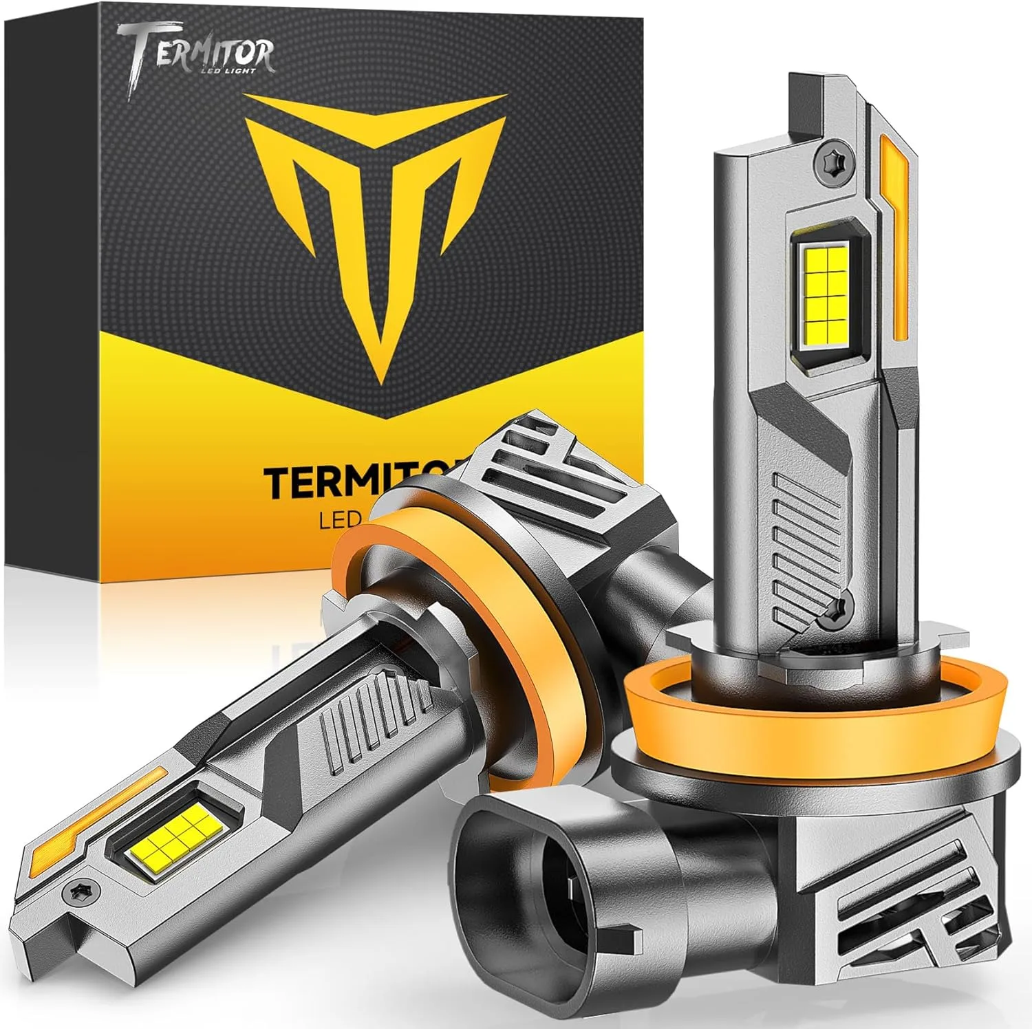 

Светодиодные лампы TERMITOR H11/H9/H8, 40 000 лм, размер 1:1, прямая замена противотуманной фары H11, 6500 К, холодный белый, упаковка из 2 шт.