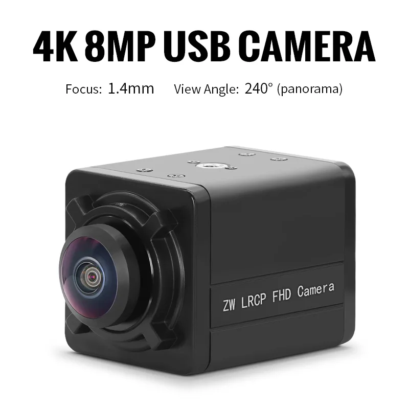 14209 5600 USB Camera 4K 1.4mm 240degree panorama lens imx334 CMOS sensor MJPG 30fps UVC 8MP HD Webcam