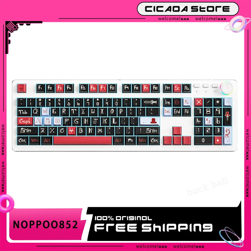 

Noppoo 852 Wired Mechanical Keyboard Game Machine Knob Keyboard 108 Keys Pbt Hot Swap Ergonomics Customized Pc Gamer Accessories