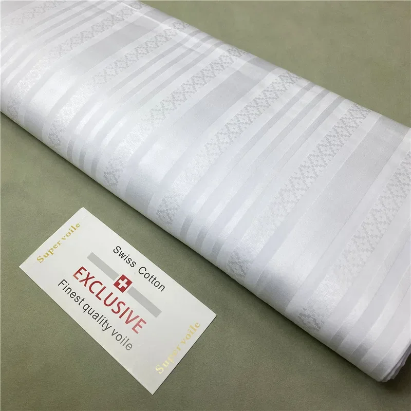 5 Yards African Soft Atiku Fabric For Men Suit Making Swiss Material 100% Cotton Pure white For Clothes Sewing Wedding  4L013101