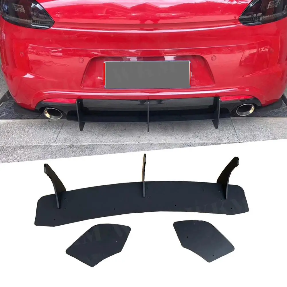 

High Quality ABS Rear Lip diffuser for Volkswagen VW Scirocco R 2009-2017 Fins Shark Style Back Bumper Guard Car Styling