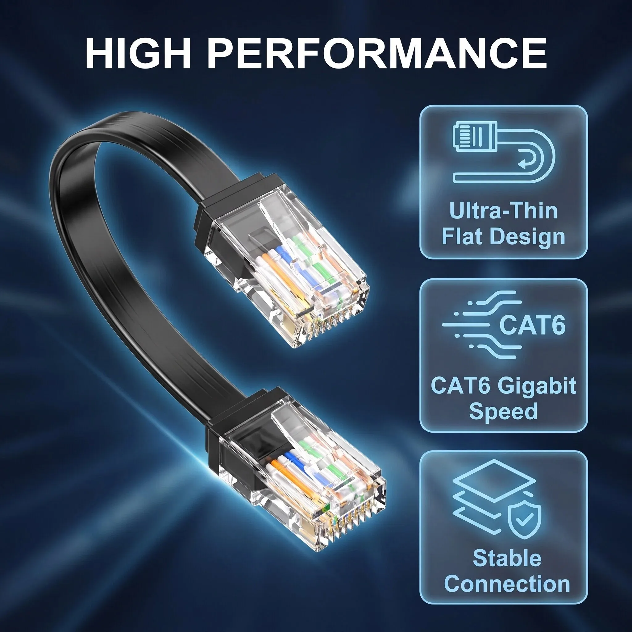 24 Pack CAT6 Short Flat Ethernet Cable RJ45 LAN Patch Cord 0.2-0.5m for Switch Server Room Home Narrow Wiring