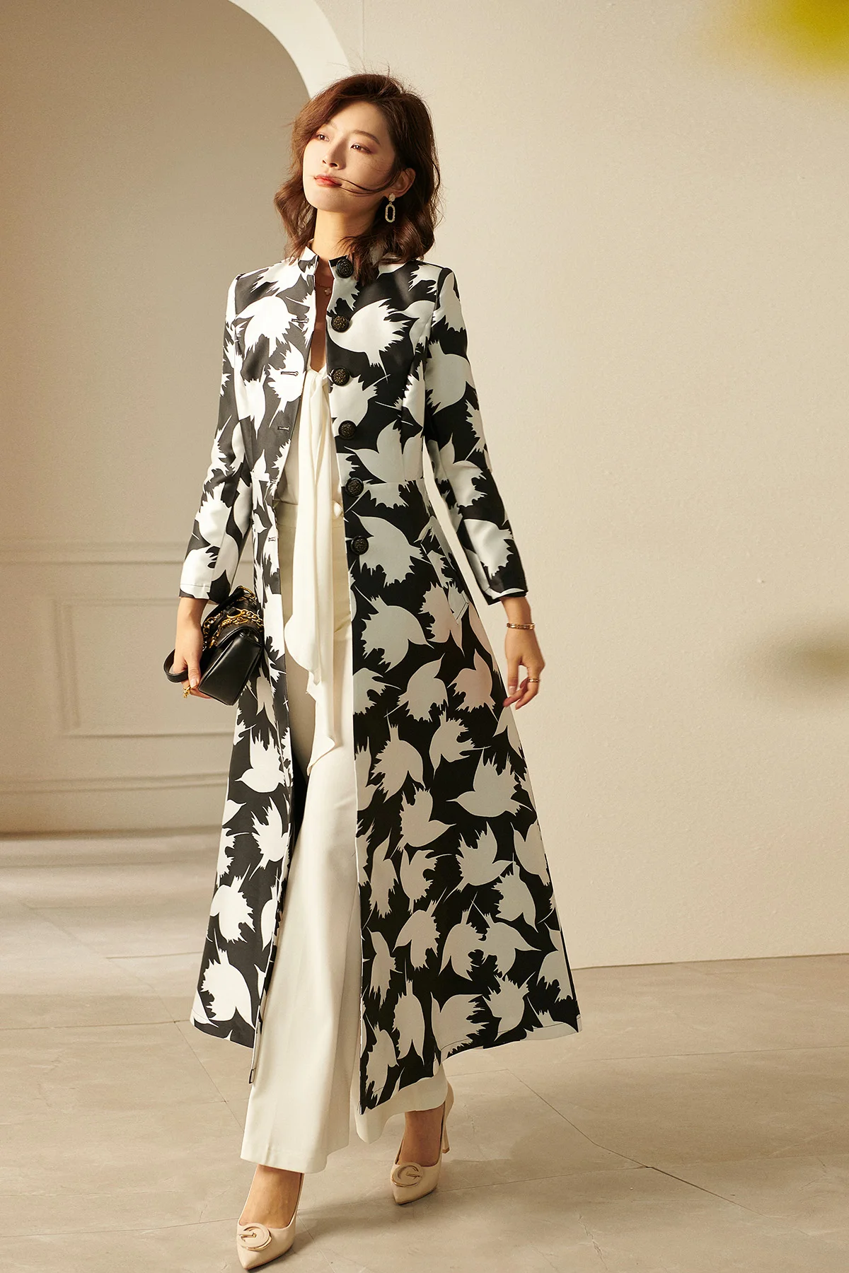 チ*ー様 GRANCY Patterned Long Trench Coat GRANCY】Patterned Long Trench Coat / 総柄ロングトレンチ