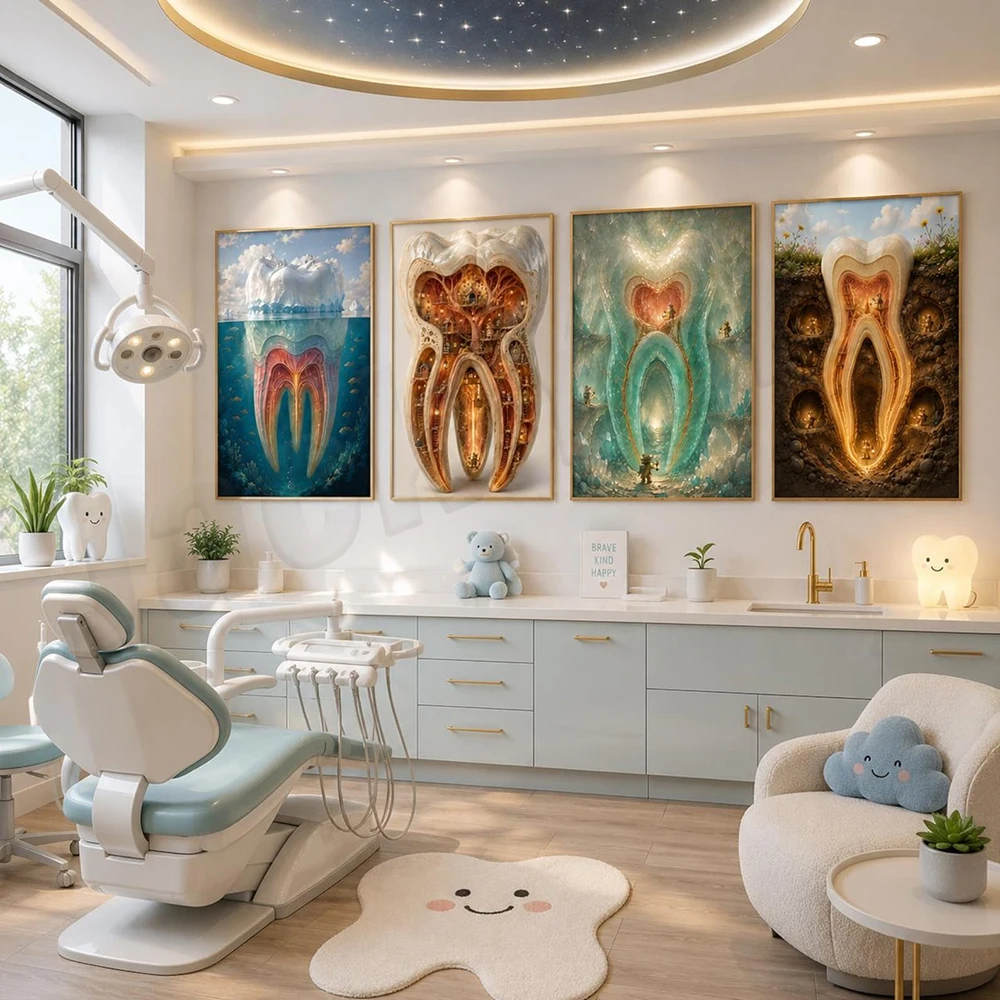Dental art, dental anatomy, braces, X-ray printing, endodontic art, periodontology, orthodontic doctor posters