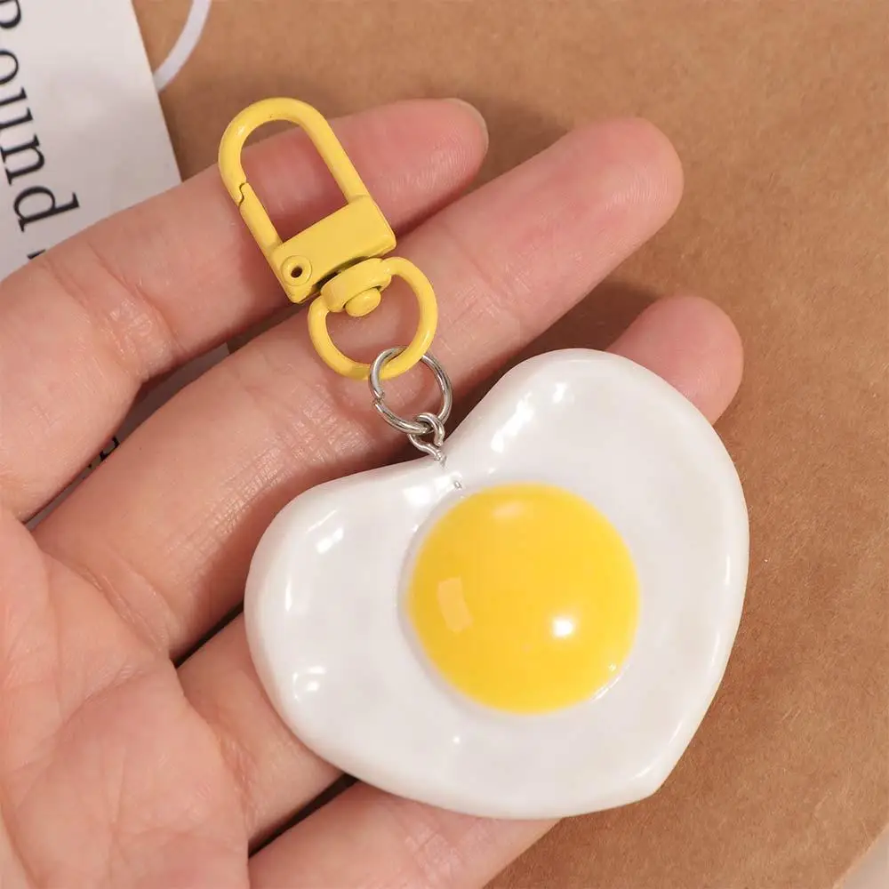 Simulated Fried Eggs Key Chain Resin Poached Egg Poached Egg Pendant Keyring Love Shape Keyring Heart Egg Doll Pendant Couple