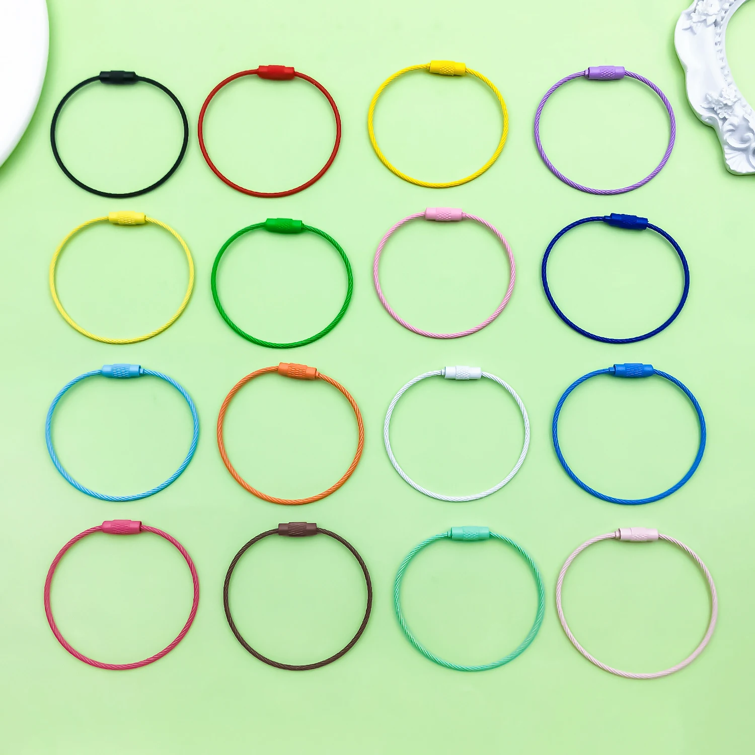 10pcs Paint Coated Alloy Colorful Round Snap Buckle Keyring For DIY Making Charms Outdoor Camping Handbag Key Ring Accessories
