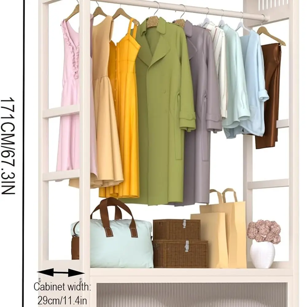 Perchero rodante portátil para ropa con 4 ganchos, 100CM blanco, organizador de guardarropa independiente para almacenamiento en el hogar
