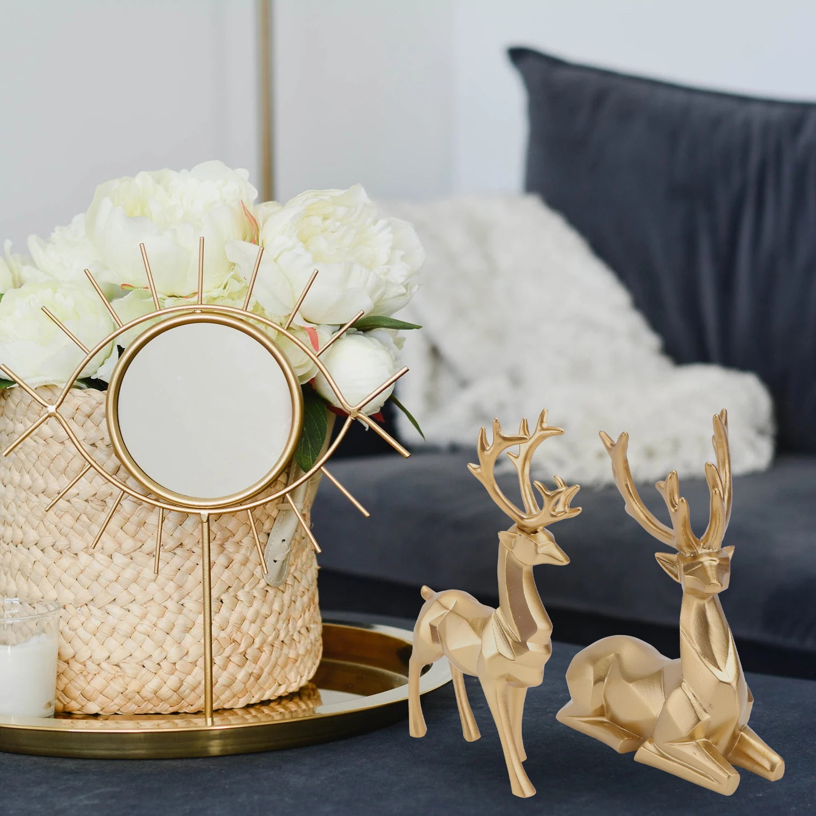 

1 Pair Elk Desktop Decoration Ornament Home Xmas Decor Tabletop Elk Adornment Living Room Fresh Design